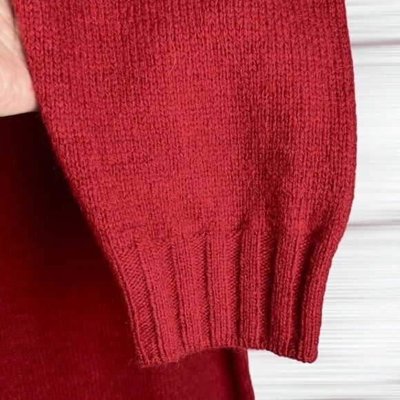 Vintage Verdelago Italy Red Sweater 1/4 Zip Front Yak Hair Wool Blend XL - Picture 7 of 10